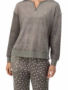 Nautica Heather Gray Notch-Neck Fleece Lounge Sweater Size XXL
